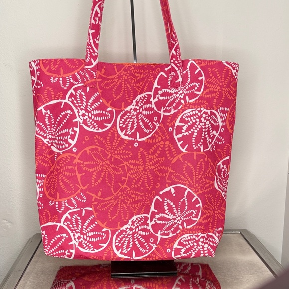 Lily Pulitzer Sand Dollar  Pink, White & Orange Tote Bag - Picture 3 of 8